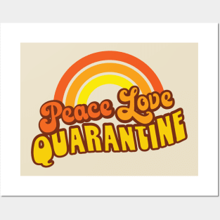 Peace Love Quarantine Retro Rainbow Posters and Art